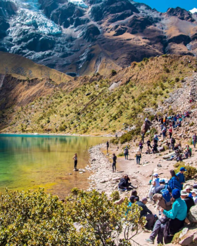 On the trail from Lares to Machu Picchu, girl with her llamas.