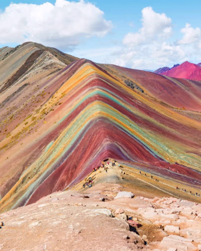 Hikers on Rainbow Mountain